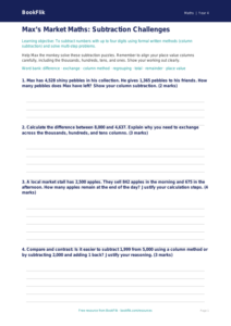 Advanced Subtraction Worksheet | Year 4 Maths | BookFlik