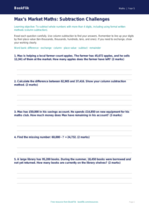Free Subtraction Worksheet | Year 5 | Maths | BookFlik