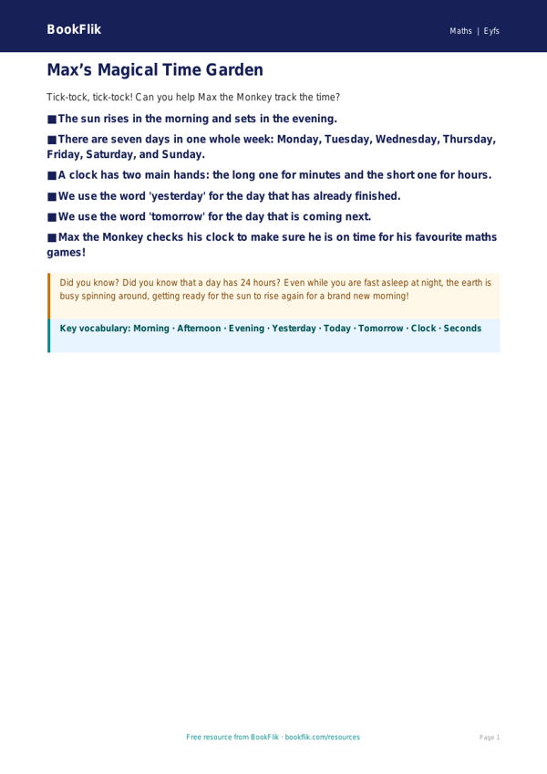 Free Time Poster | Foundation | Maths | BookFlik worksheet preview — Maths Time