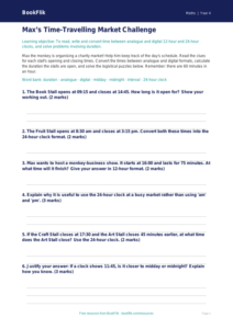 Advanced Time Activity Sheet | Year 4 | Maths | BookFlik