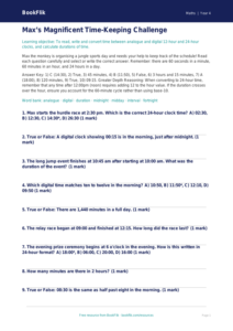 Maths time quiz year 4 greater depth