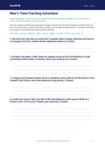 Free Time Template | Year 4 | Maths | BookFlik