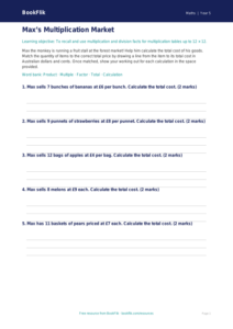 Free Times Tables Activity Sheet | Year 5 | Maths | BookFlik
