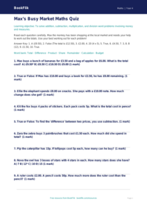 Free Word Problems Quiz | Year 4 | Maths | BookFlik