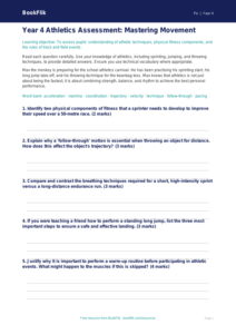 Year 4 Athletics Assessment: PE Skills & Theory | Australian Curriculum
