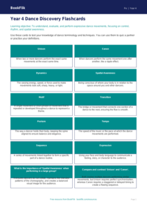 Dance Flashcards Year 4 | Australian Curriculum PE | BookFlik
