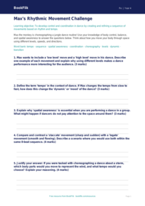 Dance Worksheet Year 4 | Australian Curriculum PE | BookFlik