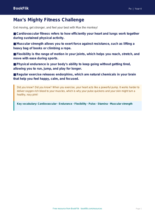 Year 4 Fitness Poster: Physical Education Resources | BookFlik worksheet preview — Pe Fitness