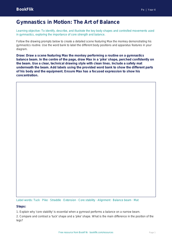 Year 4 Gymnastics Movement & Design Worksheet | Australian Curriculum PE worksheet preview β Pe Gymnastics