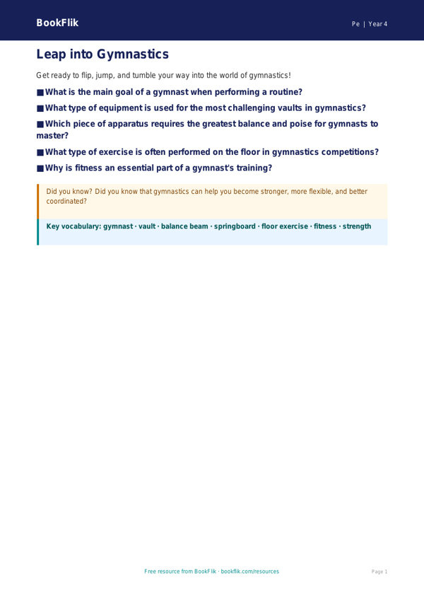Year 4 Gymnastics Poster & Activity Pack | Australian Curriculum PE worksheet preview โ Pe Gymnastics