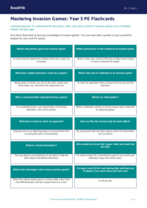Invasion Games Flashcards for Year 5 PE | Australian Curriculum