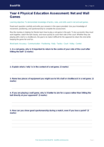 Free Net And Wall Games Assessment | Year 4 | PE | BookFlik