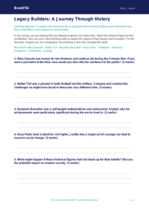 Free Black History Month Activity Sheet | Year 4 | HASS / Personal Development | BookFlik