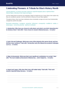 Free Black History Month Writing Frame | Year 4 | HASS / Personal Development | BookFlik