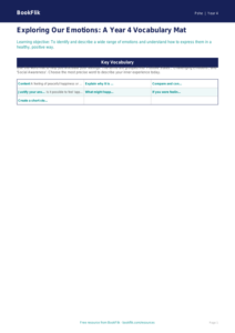 Free Feelings Word Mat | Year 4 | HASS / Personal Development | BookFlik