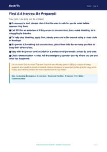 First Aid Skills for Kids | Year 4 Health & PE Resource | BookFlik