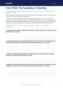 Free Friendship Assessment | Year 4 | HASS / Personal Development | BookFlik