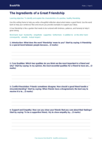 Free Friendship Writing Frame | Year 5 | HASS / Personal Development | BookFlik