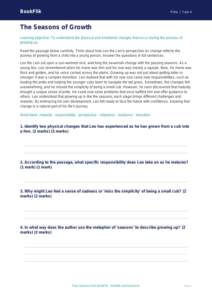 Free Growing Up Comprehension | Year 4 | HASS / Personal Development | BookFlik