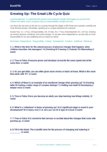 Free Growing Up Quiz | Year 4 | HASS / Personal Development | BookFlik