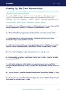 Free Growing Up Quiz | Year 5 | HASS / Personal Development | BookFlik