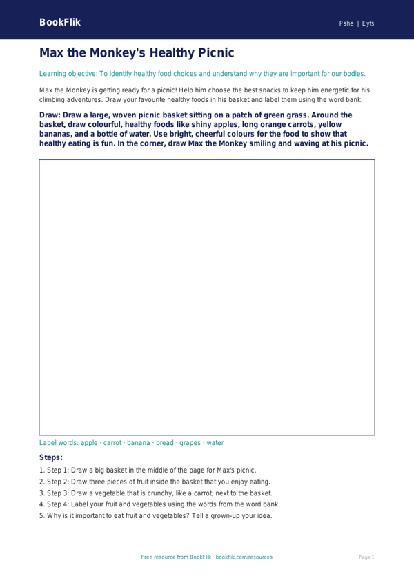 Free Healthy Eating Drawing Sheet | Foundation | HASS / Personal Development | BookFlik worksheet preview — Pshe Healthy Eating