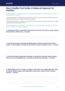 Free Healthy Eating Writing Frame | Year 4 | HASS / Personal Development | BookFlik