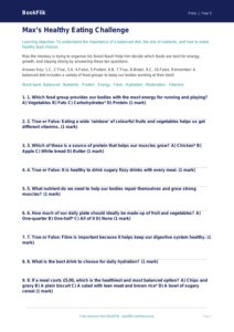 Free Healthy Eating Quiz | Year 5 | HASS / Personal Development | BookFlik