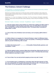 Free Kindness Advent Quiz | Year 4 | HASS / Personal Development | BookFlik