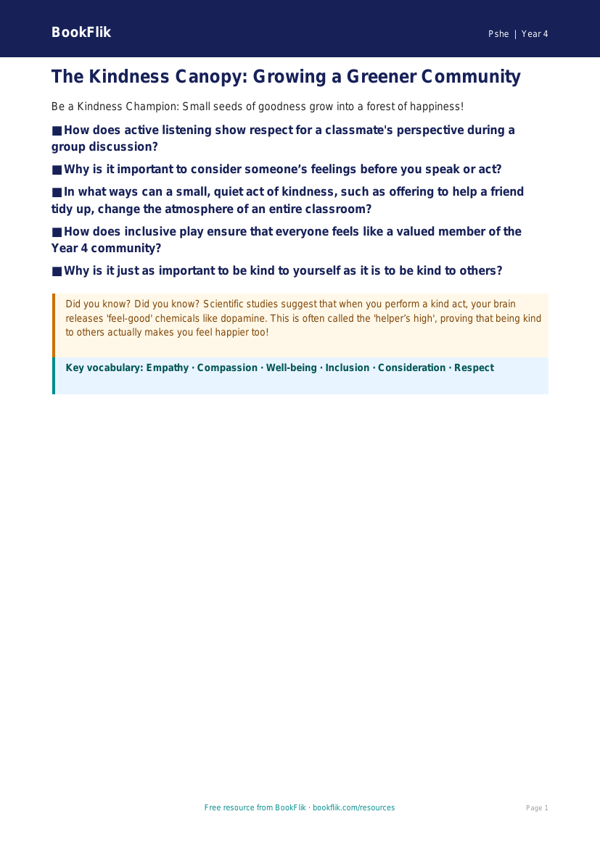 Free Kindness Poster Activity | Year 4 HASS | BookFlik worksheet preview — Pshe Kindness