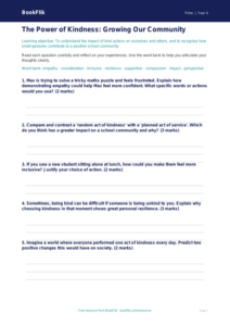 Free Kindness Worksheet | Year 4 | HASS / Personal Development | BookFlik