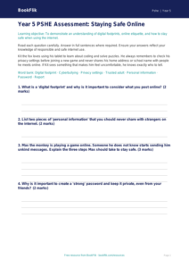 Free Online Safety Assessment | Year 5 | HASS / Personal Development | BookFlik