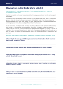Online Safety Comprehension Activity | Year 5 Australian Curriculum | BookFlik