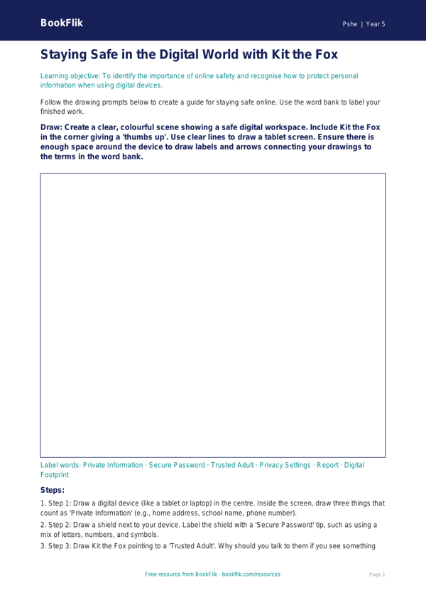 Free Online Safety Drawing Sheet | Year 5 | HASS / Personal Development | BookFlik worksheet preview — Pshe Online Safety