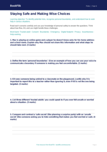 Free Personal Safety Worksheet | Year 4 | HASS / Personal Development | BookFlik