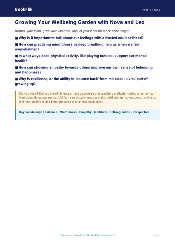 Free Wellbeing Poster | Year 4 | HASS / Personal Development | BookFlik worksheet preview — Pshe Wellbeing