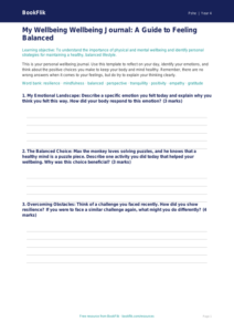 Free Wellbeing Template | Year 4 | HASS / Personal Development | BookFlik