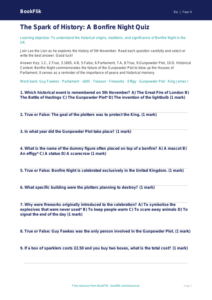 Bonfire Night Quiz for Year 4 | Religious Education Resources | BookFlik