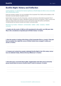 Bonfire Night Worksheet | Year 4 Religious Education | BookFlik