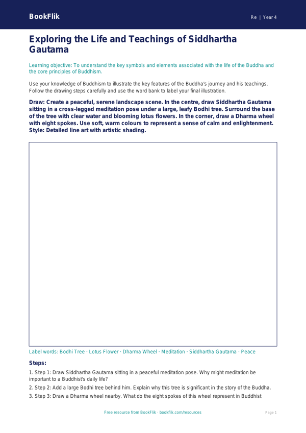 Free Buddhism Drawing Sheet | Year 4 | Religious Education | BookFlik worksheet preview — Re Buddhism