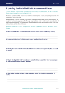 Year 5 Buddhism Assessment | Religious Education Resources | BookFlik