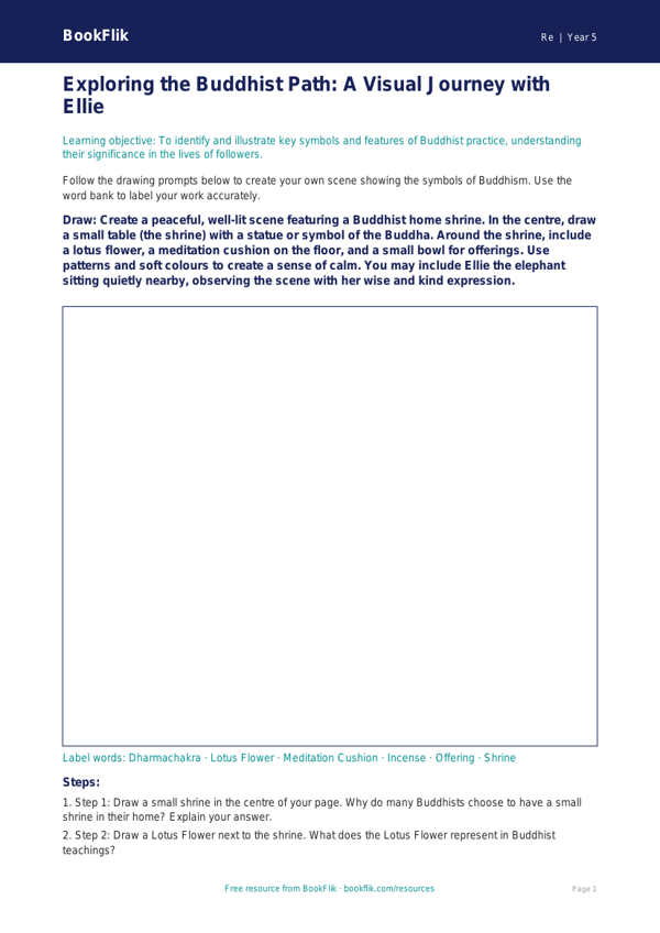 Free Buddhism Drawing Sheet | Year 5 | Religious Education | BookFlik worksheet preview — Re Buddhism