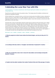 Free Chinese New Year Comprehension | Year 4 | Religious Education | BookFlik
