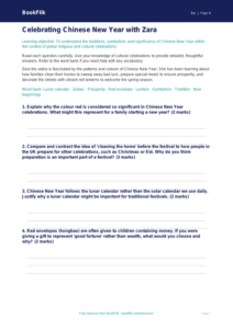 Free Chinese New Year Worksheet | Year 4 | Religious Education | BookFlik