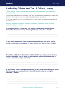 Chinese New Year Writing Frame | Year 4 Religious Education | BookFlik