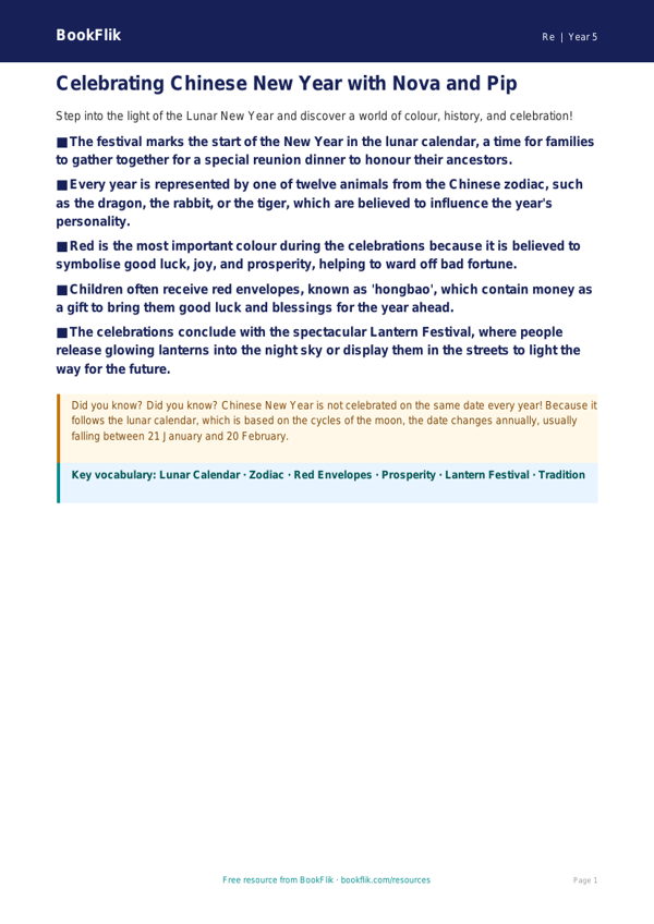Free Chinese New Year Poster | Year 5 | Religious Education | BookFlik worksheet preview — Re Chinese New Year