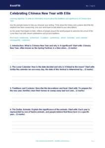 Free Chinese New Year Writing Frame | Year 5 | Religious Education | BookFlik