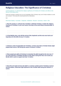 Free Christmas Worksheet | Year 5 | Religious Education | BookFlik