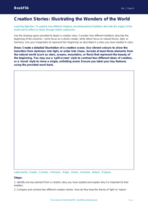 Free Creation Stories Drawing Sheet | Year 4 | Religious Education | BookFlik