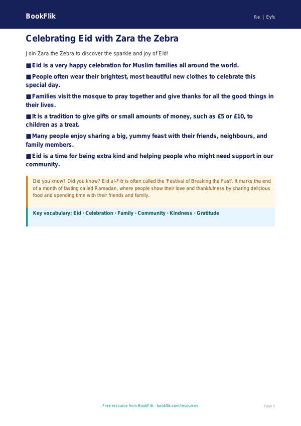 Free Eid Poster | Foundation | Religious Education | BookFlik worksheet preview — Re Eid